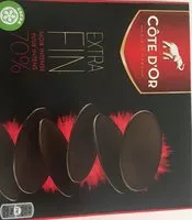 Mängden socker i Chocolat noir Extra Fin 70% Côte d'Or