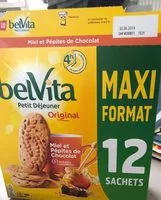 Mängden socker i Belvita original  - Biscuits petit déjeuner miel & pépites de chocolat