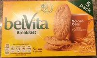 Mängden socker i Breakfast Biscuits Golden Oats 5 Packs