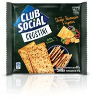 Mängden socker i Pack Biscoito Crostini Queijo Parmesão E Vegetais Club Social Pacote 80g 4 Unidades
