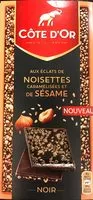 Mängden socker i Cote d’or aux éclats de noisettes caramelisées et de sésame