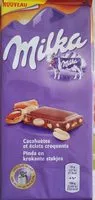Mängden socker i Milka cacahuètes et éclats croquants