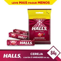 Mängden socker i Bala Cereja Halls Pacote 84g 3 Unidades Leve Mais Pague Menos