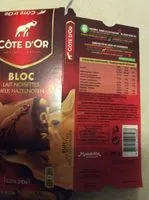 Mängden socker i Bloc Lait Noisettes Entières 180G