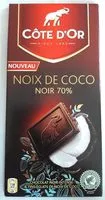 Mängden socker i Noix de coco - Chocolat noir 70%