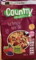 Mängden socker i Country crunchy müesli - Red berry Hafer/Oat