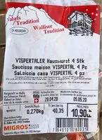 Mängden socker i Saucisse maison Vispertal