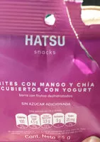 Mängden socker i Hatsu Bites con Mango y Chia Cubiertos con Yogurt