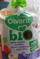 Mängden socker i Olvarit bio pomme poire myrtilles