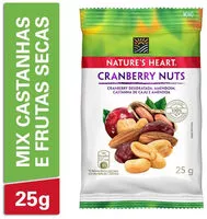 Mängden socker i Mix De Frutas E Sementes Cranberry Nuts Natures Heart Pacote 25g