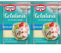 Mängden socker i Gelatina Em Pó Sem Sabor Incolor Dr. Oetker 24g