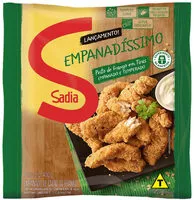 Mängden socker i Empanado De Frango Peito Em Tiras Temperado Sadia Empanadíssimo Pacote 400g