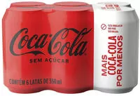Mängden socker i Pack Refrigerante Sem Açúcar Coca Cola Lata 6 Unidades 350ml Cada Leve Mais Pague Menos