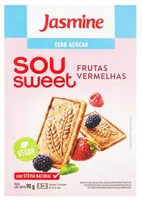 Mängden socker i Biscoito Vegano Frutas Vermelhas Zero Açúcar Jasmine Sou Sweet Caixa 75g