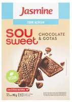 Mängden socker i Biscoito Vegano Chocolate Gotas Zero Açúcar Jasmine Sou Sweet Caixa 75g