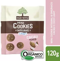 Biscoito Vegano Integral Orgânico Cacau Coco Light Mãe Terra Mini Cookies Pacote 120g