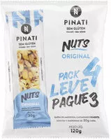 Mängden socker i Pack Barra De Nuts Original Zero Sódio Super Saúde Pinati Pacote 120g Leve 4 Pague 3 Unidades