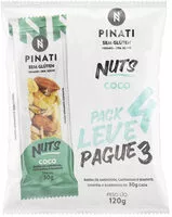 Mängden socker i Pack Barra De Nuts Coco Zero Sódio Super Saúde Pinati Pacote 120g Leve 4 Pague 3 Unidades
