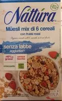 Mängden socker i Muesli mix di 6 cereali con frutti rossi