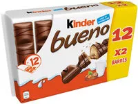 Mängden socker i Barre Chocolatée Kinder Bueno Chocolat au Lait x12 - 516g