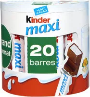 Mängden socker i Kinder maxi barre chocolat au lait avec fourrage au lait 20 barres