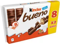 Mängden socker i Barre Chocolatée Kinder Bueno Chocolat au Lait x8 - 344g