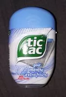 Mängden socker i Bonbons Tic Tac x205 pastilles MENTHE EXTRA FRAÎCHE - 99,8g