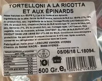 Mängden socker i Tortelloni ricotta epinards