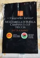 Mängden socker i Mozzarella di bufala campana DOP treccia fatta a mano