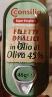 Mängden socker i Filetti di alici in olio d'oliva 45%