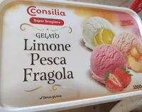 Mängden socker i gelato limone,pesca , fragola