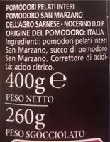 Mängden socker i Pomodoro san marzano dop