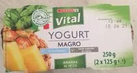 Mängden socker i Yogurt magro vital con ananas in pezzi
