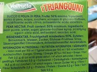 Mängden socker i I triangolini pera italiana succo e polpa