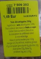 Mängden socker i Noix décortiquées