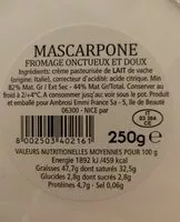 Mängden socker i Mascarpone