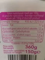 Mängden socker i ciliegine senza lattosio