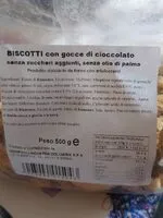 Mängden socker i Biscotti con gocce di cioccolato