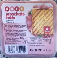 Mängden socker i Prosciutto cotto per toast