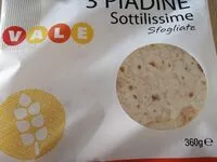 Mängden socker i 3 piadine sottilissime
