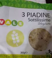 Mängden socker i 3 piadine sottilissime