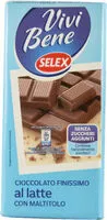 Mängden socker i Cioccolato vivi bene selex al latte senza zucchero