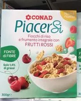 Mängden socker i Cereale fiocchi di riso e frumento integrale frutti rossi