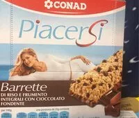 Mängden socker i Barrette di riso e frumento integrale con cioccolato fondente