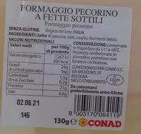 Mängden socker i FORMAGGIO PECORINO A FETTE SOTTILI