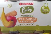 Mängden socker i Merenda mela, banana e biscotto biologico
