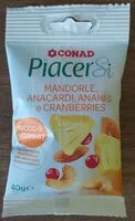 Mängden socker i Mandorle Anacardi Ananas e Cranberries
