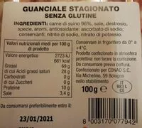 Mängden socker i Guanciale stagionato senza glutine