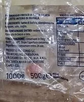 Mängden socker i Mozzarella di bufala campana