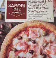 Mängden socker i Pizza mozzarella di bufala DOP, cotto e olive taggiasche